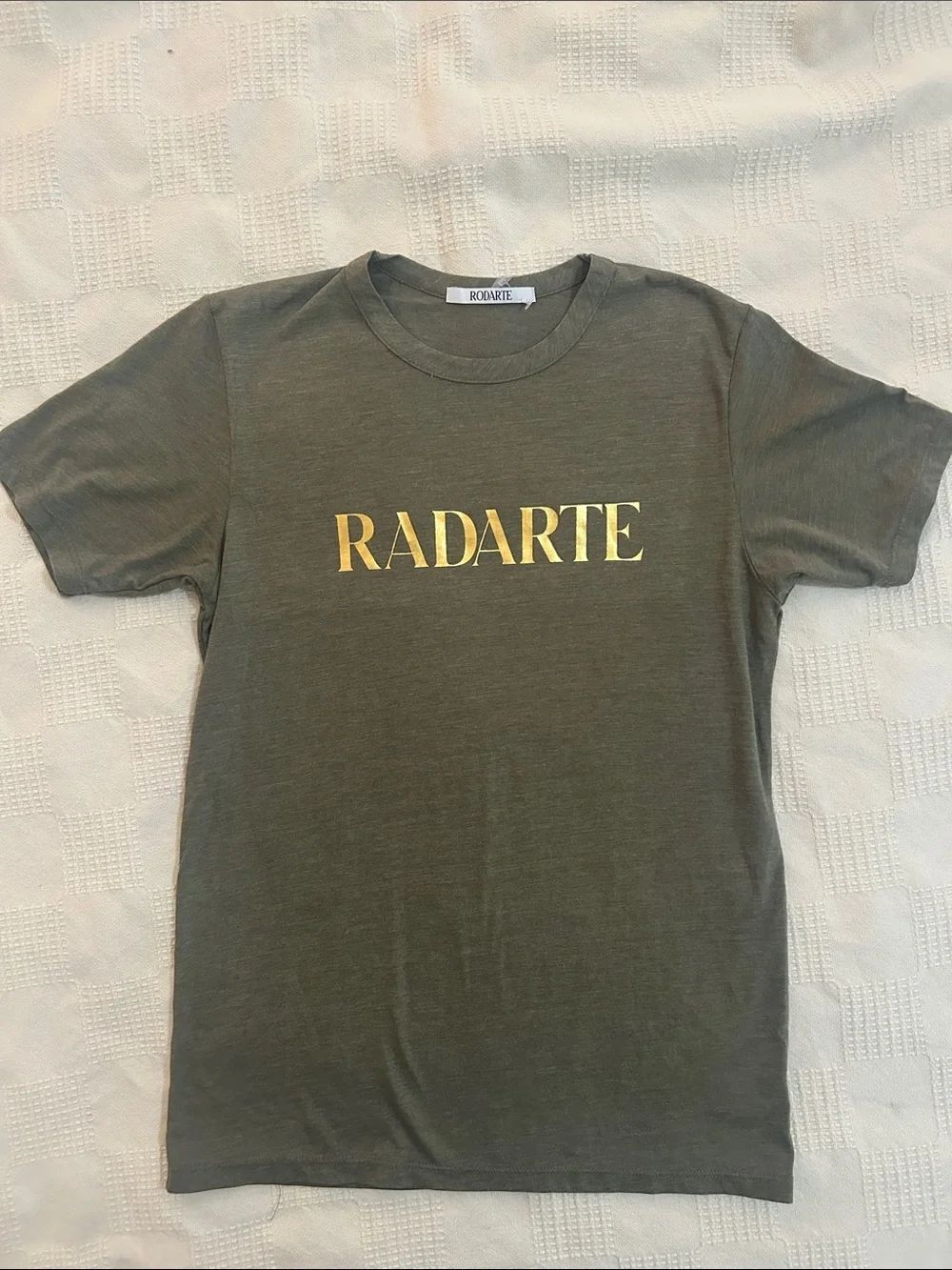Rodarte Olive Green Tee with Gold Logo size small